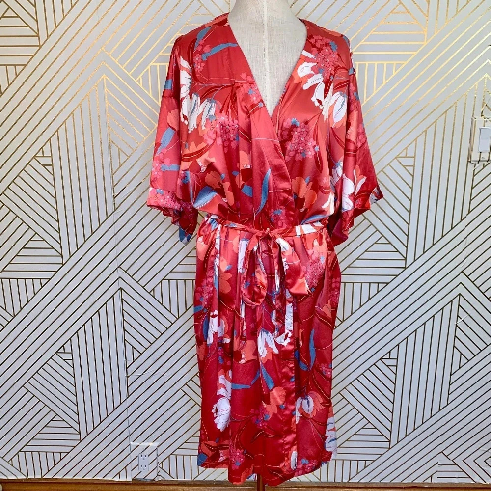 MINKPINK Brews on the Balcony Robe in Pink Red